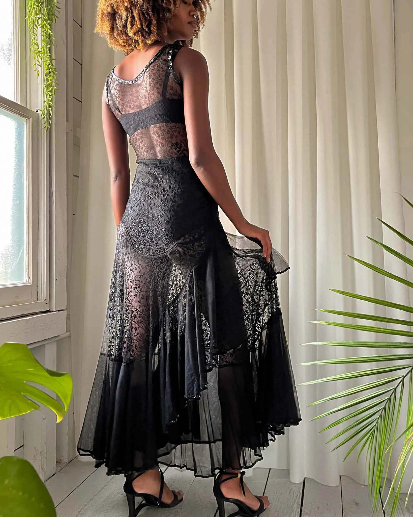20s Floral Lace Gown | XS-S