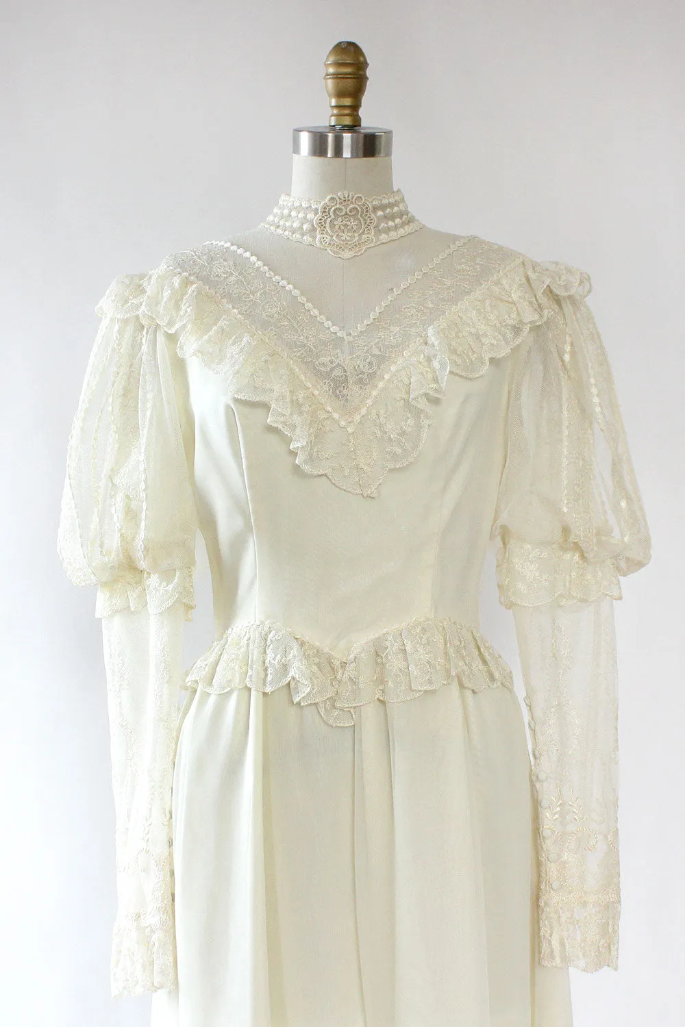 70s Winter Wedding Dress S