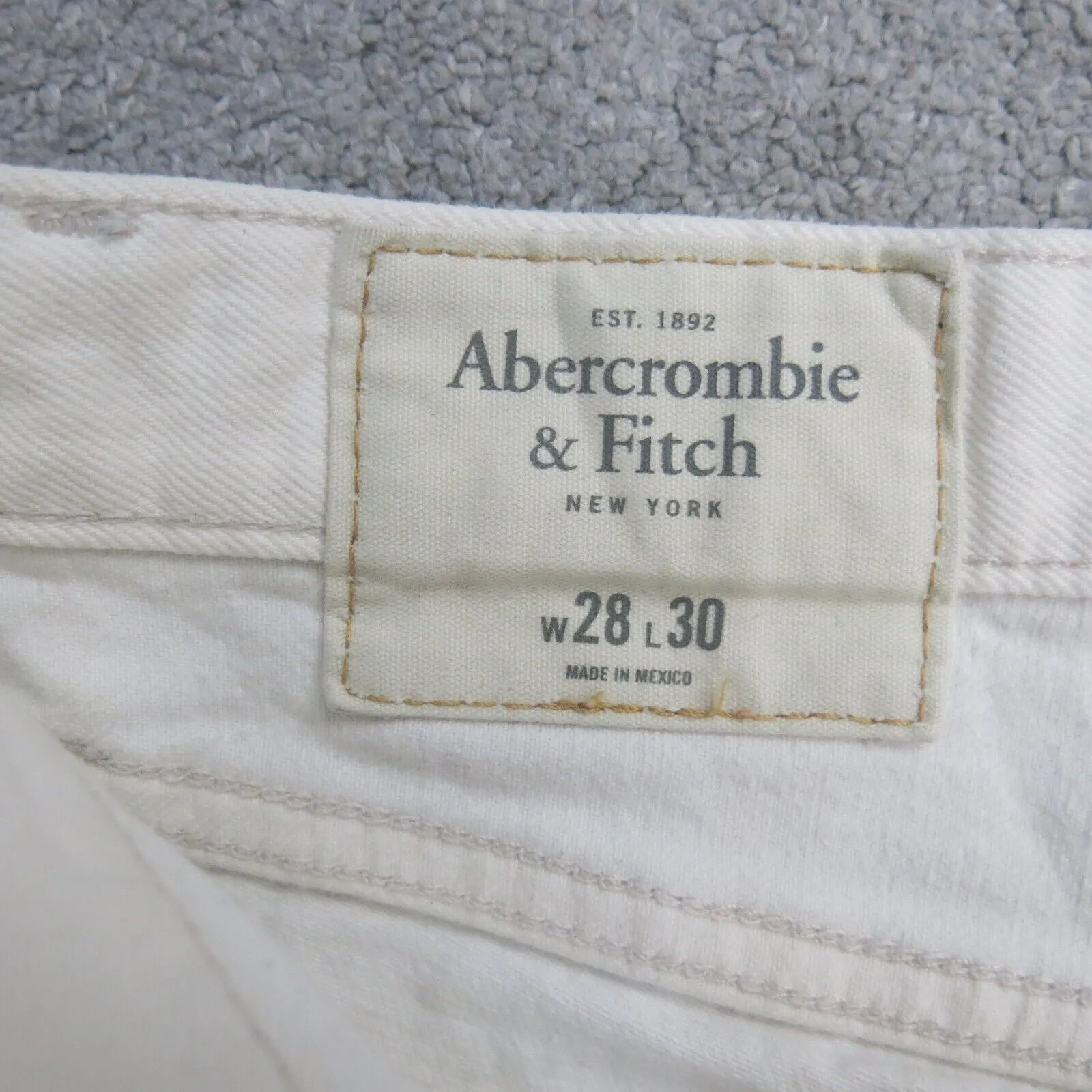 Abercrombie & Fitch Mens Jeans Slim Straight Leg Stretch White Size W28XL30