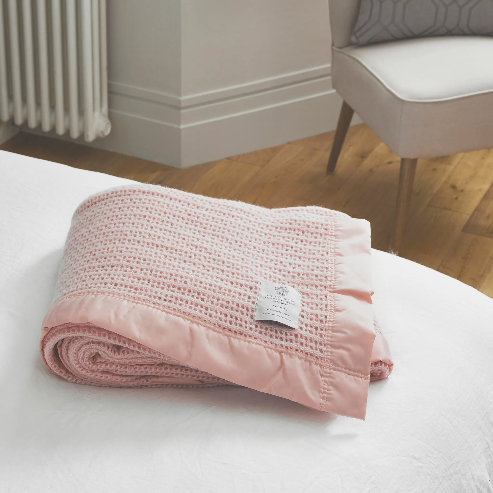 Atkincel Pink Cellular Pure New Wool Blanket