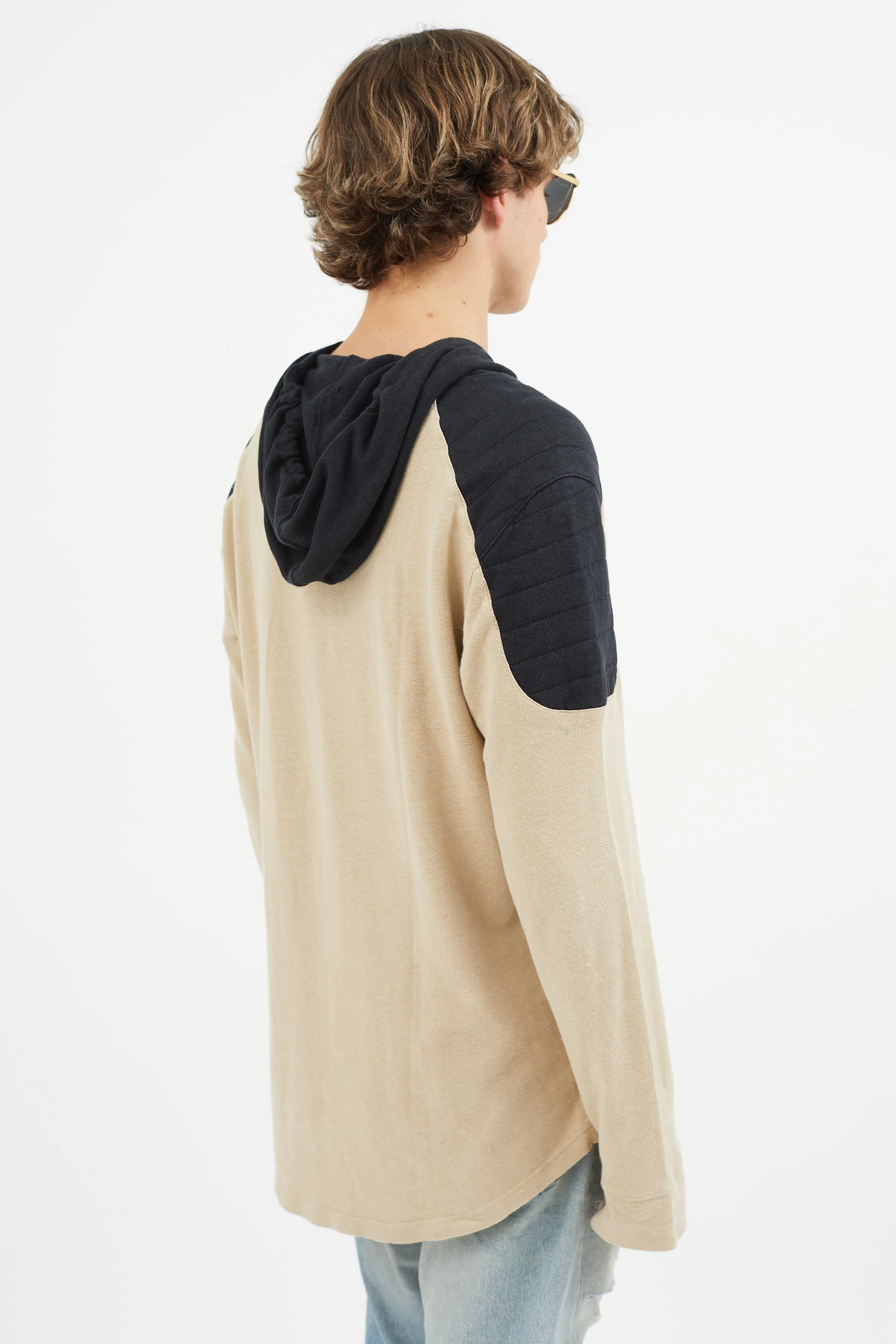 Beige & Black Logo Hoodie