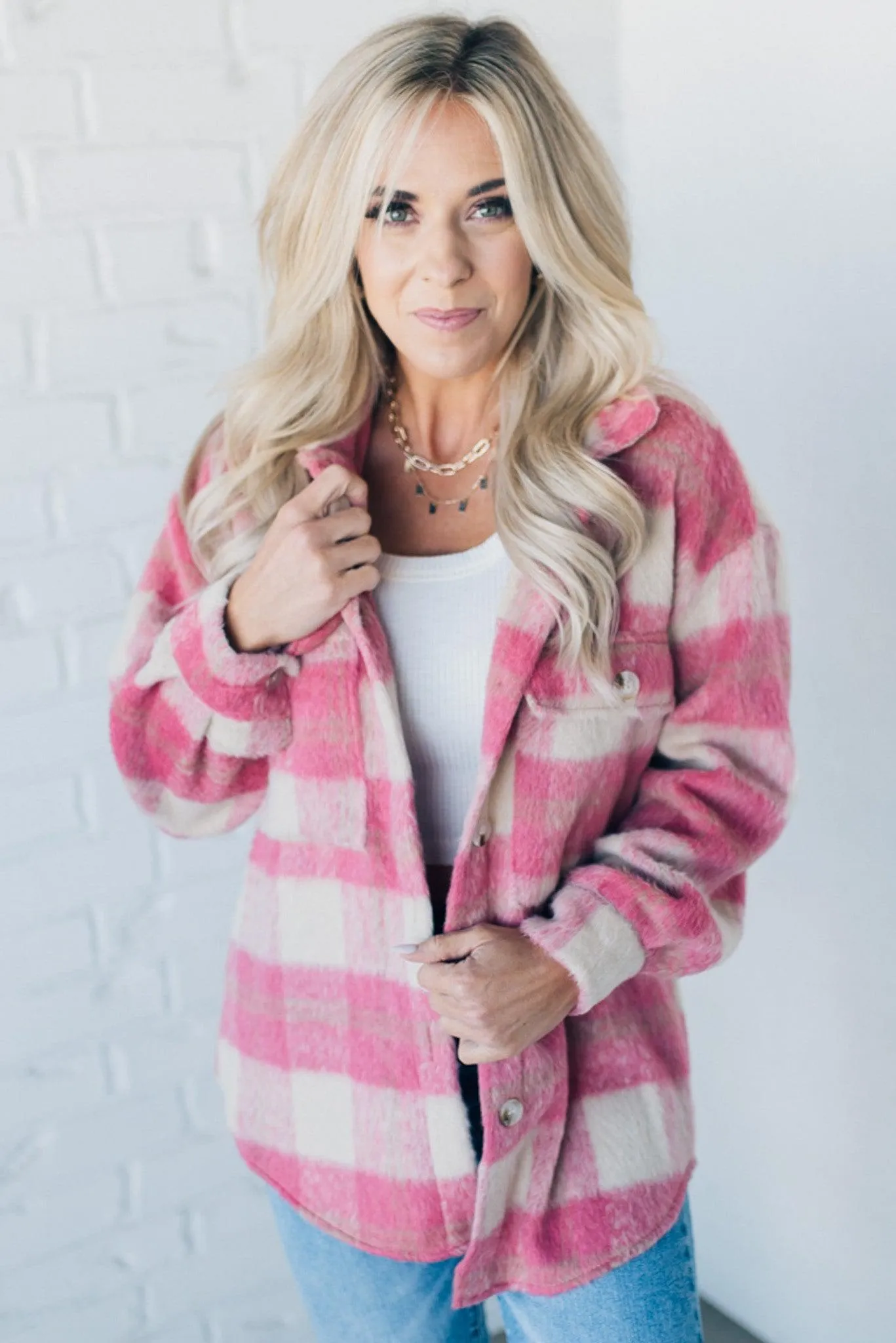 Blushing Brushed Flannel Shacket