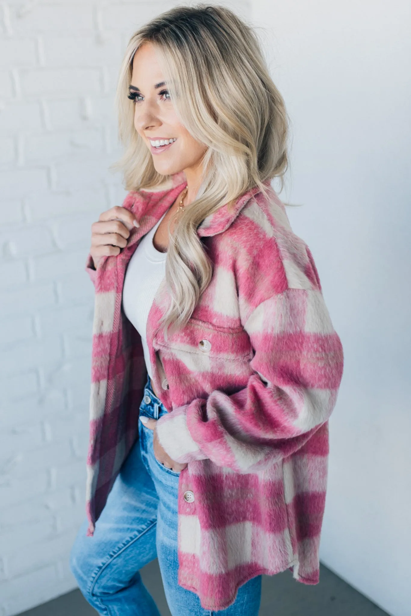 Blushing Brushed Flannel Shacket