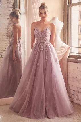 CINDERELLA DIVINE C148 A-Line Strapless Tulle Dress