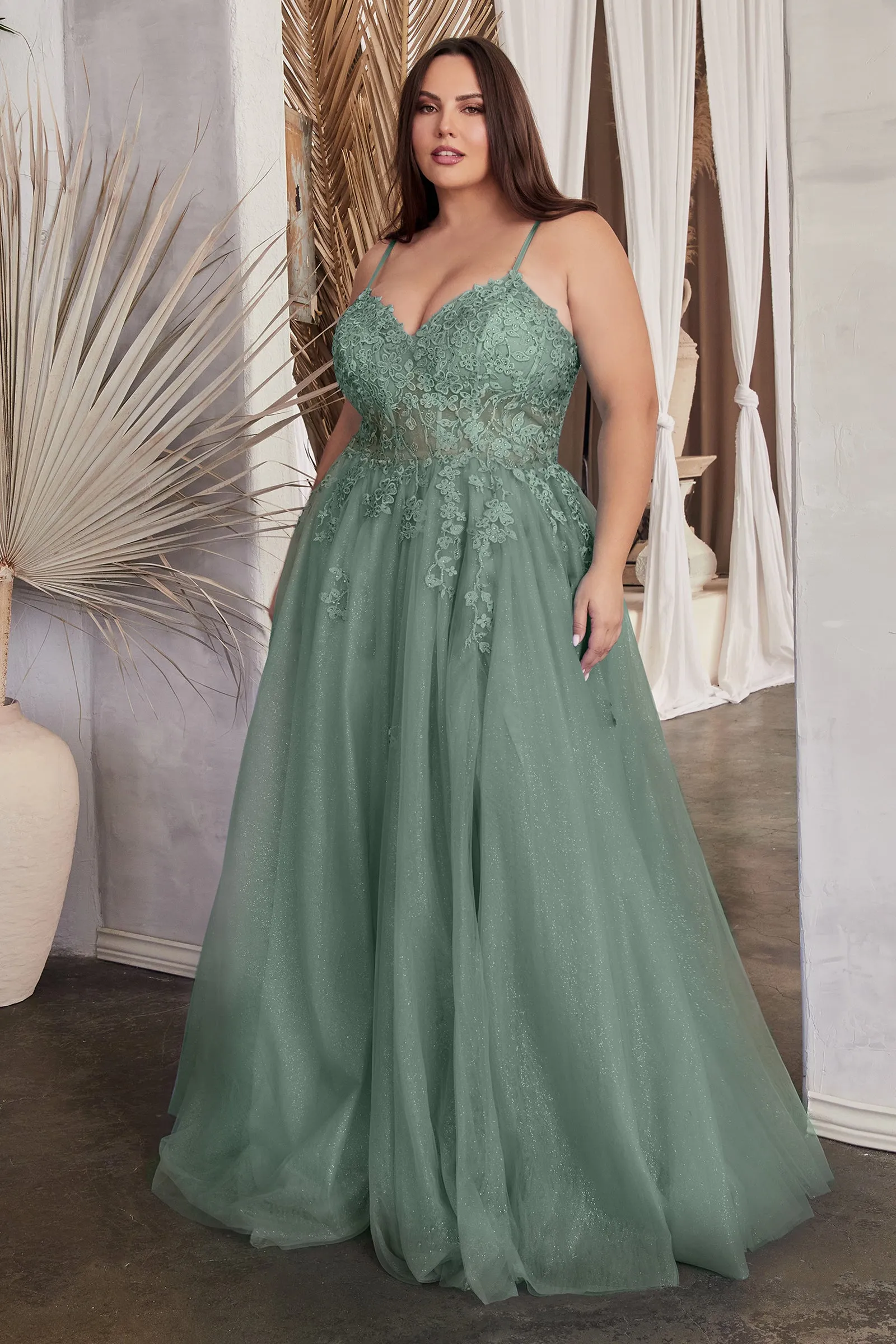 CINDERELLA DIVINE C148C A-Line Strapless Tulle Dress
