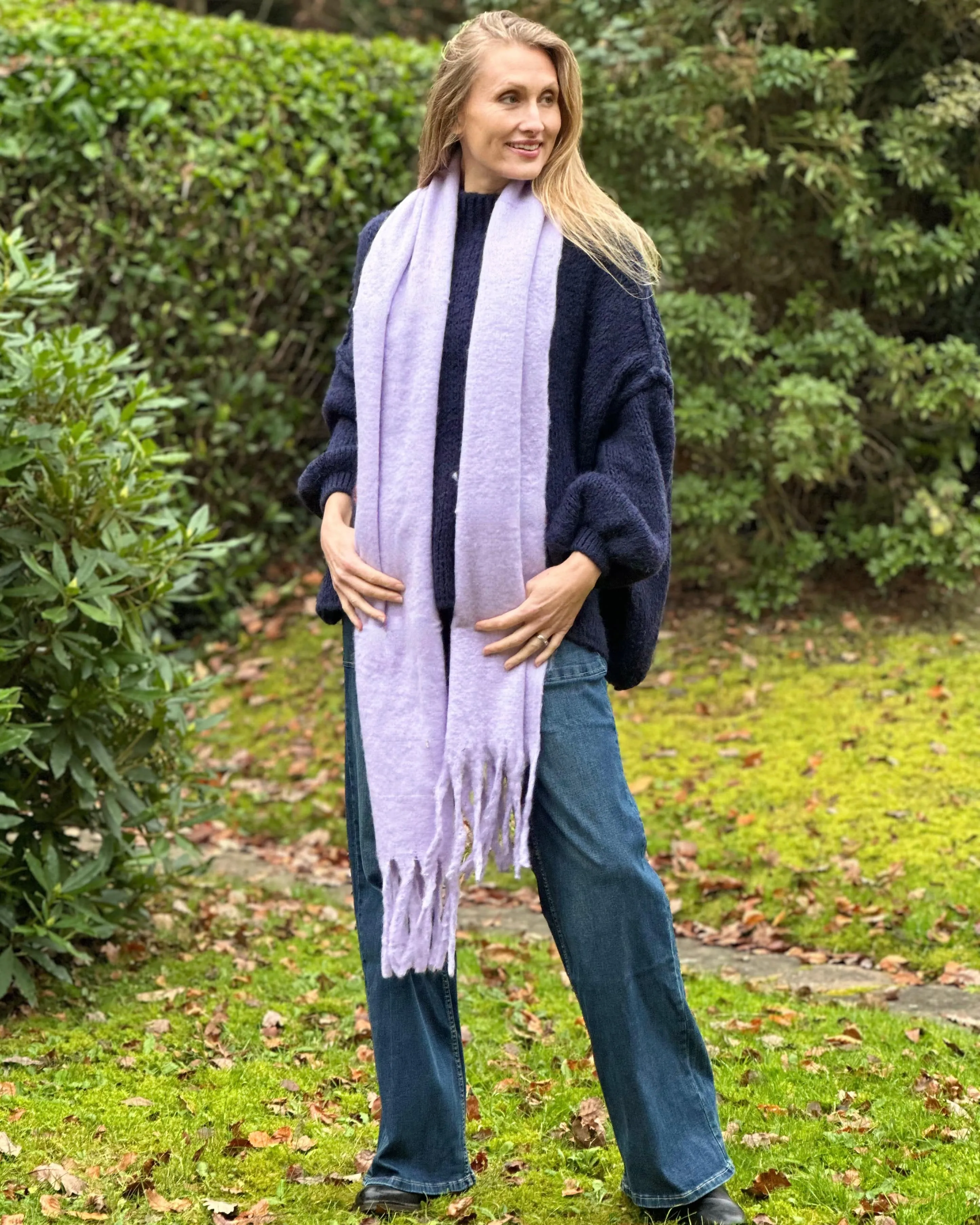 Cosy Plain Winter Scarf - Lilac