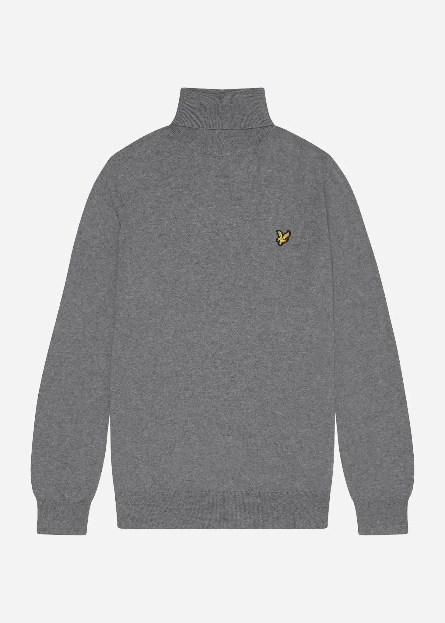 Cotton merino turtleneck jumper - mid grey marl