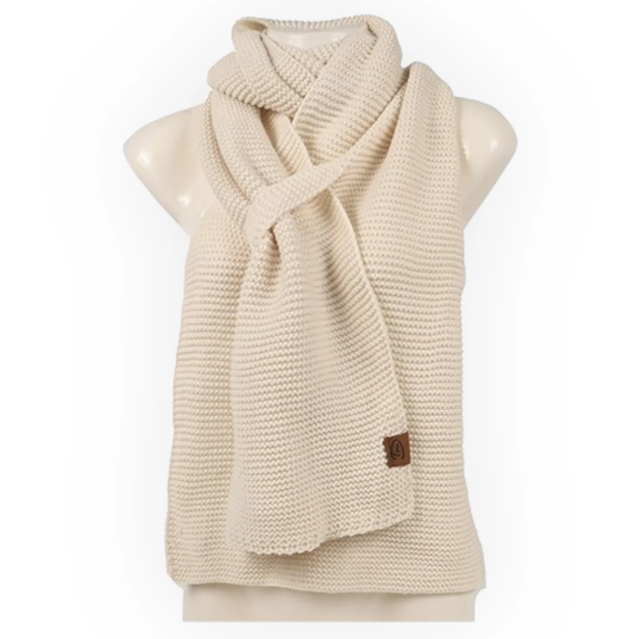 Creme Aspen sjaal grof gebreid met lus