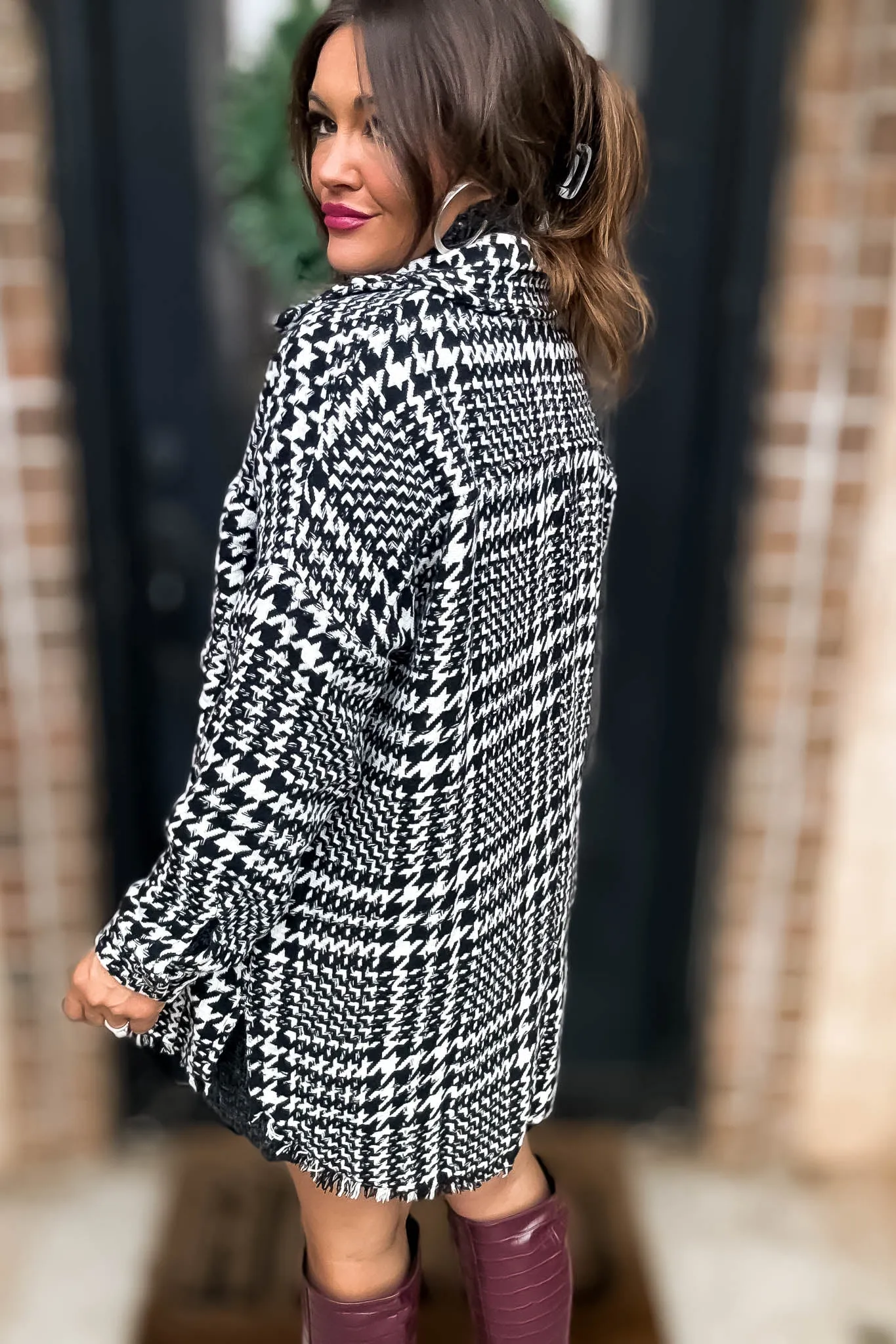 Deserving Praise Houndstooth Shacket