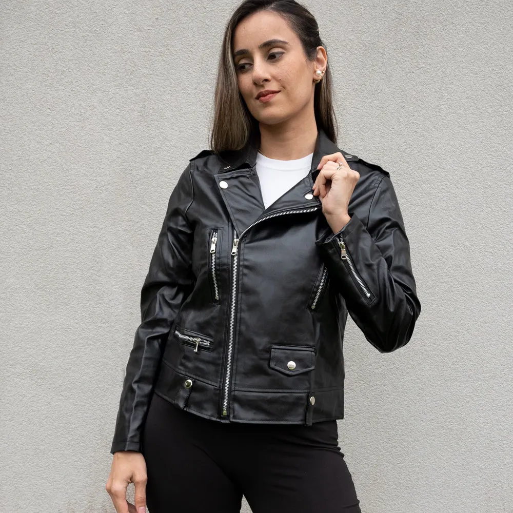 (Faux Leather) Black Till Death Leather Jacket