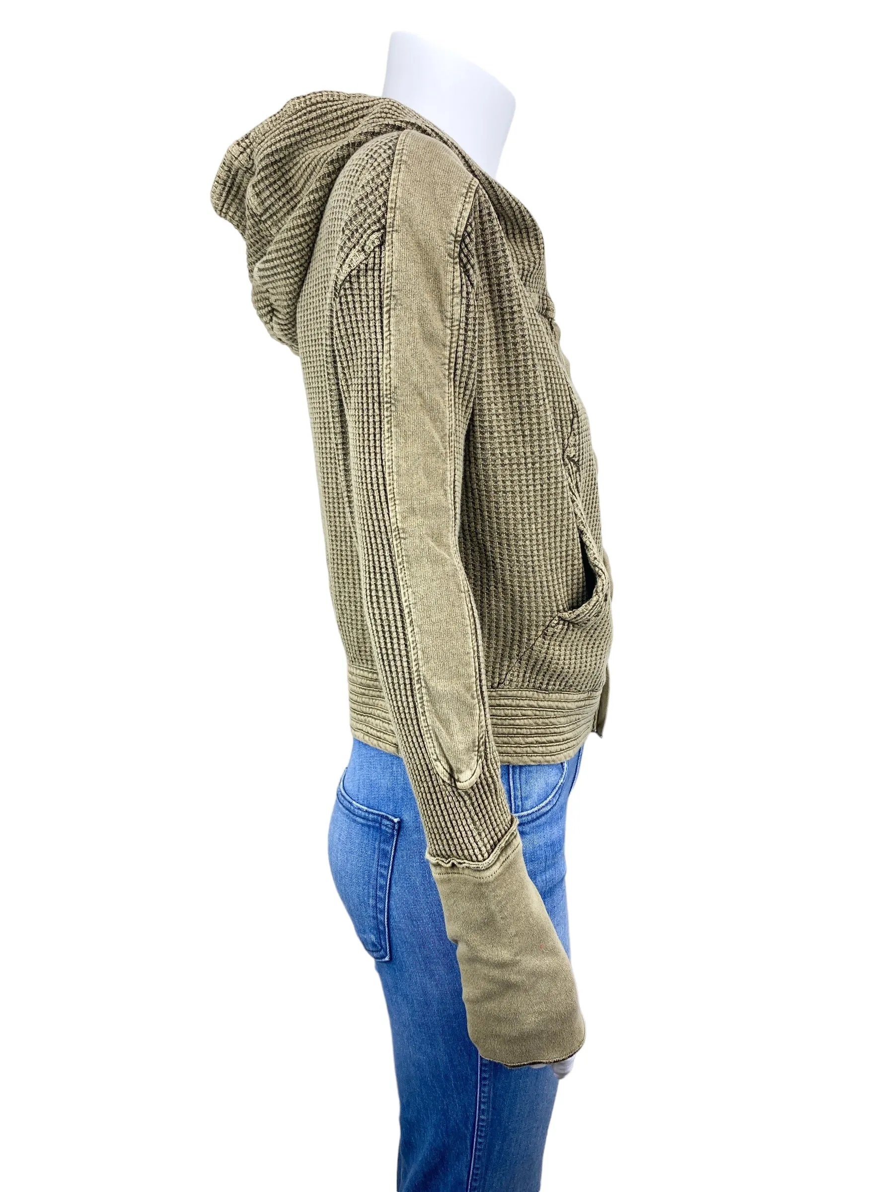 Free People FP One Women's Mason Waffle Zip Hoodie Fawn Size S
