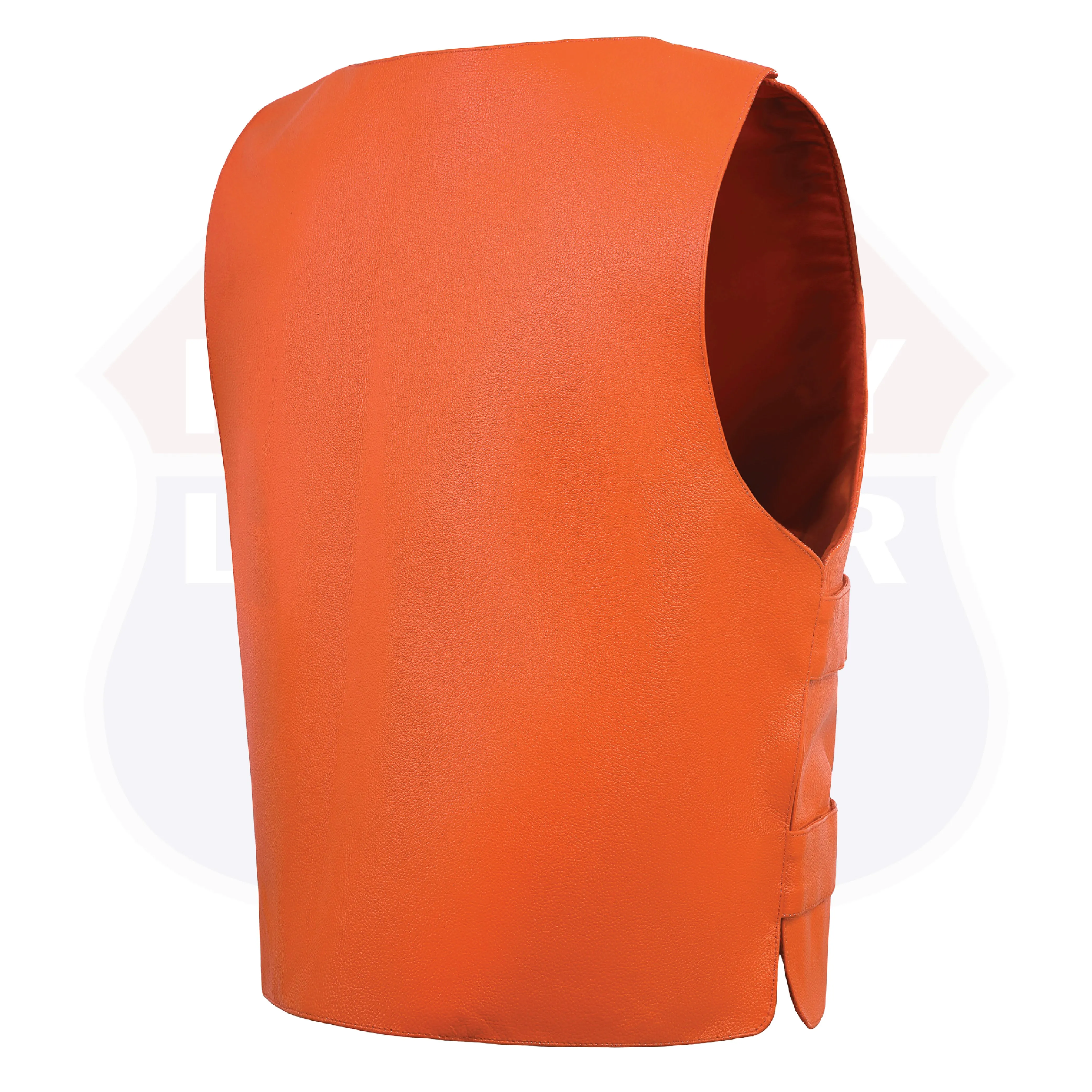 HL11643 Men's Orange Bulletproof Leather Vest – Perfect for Biker Clubs