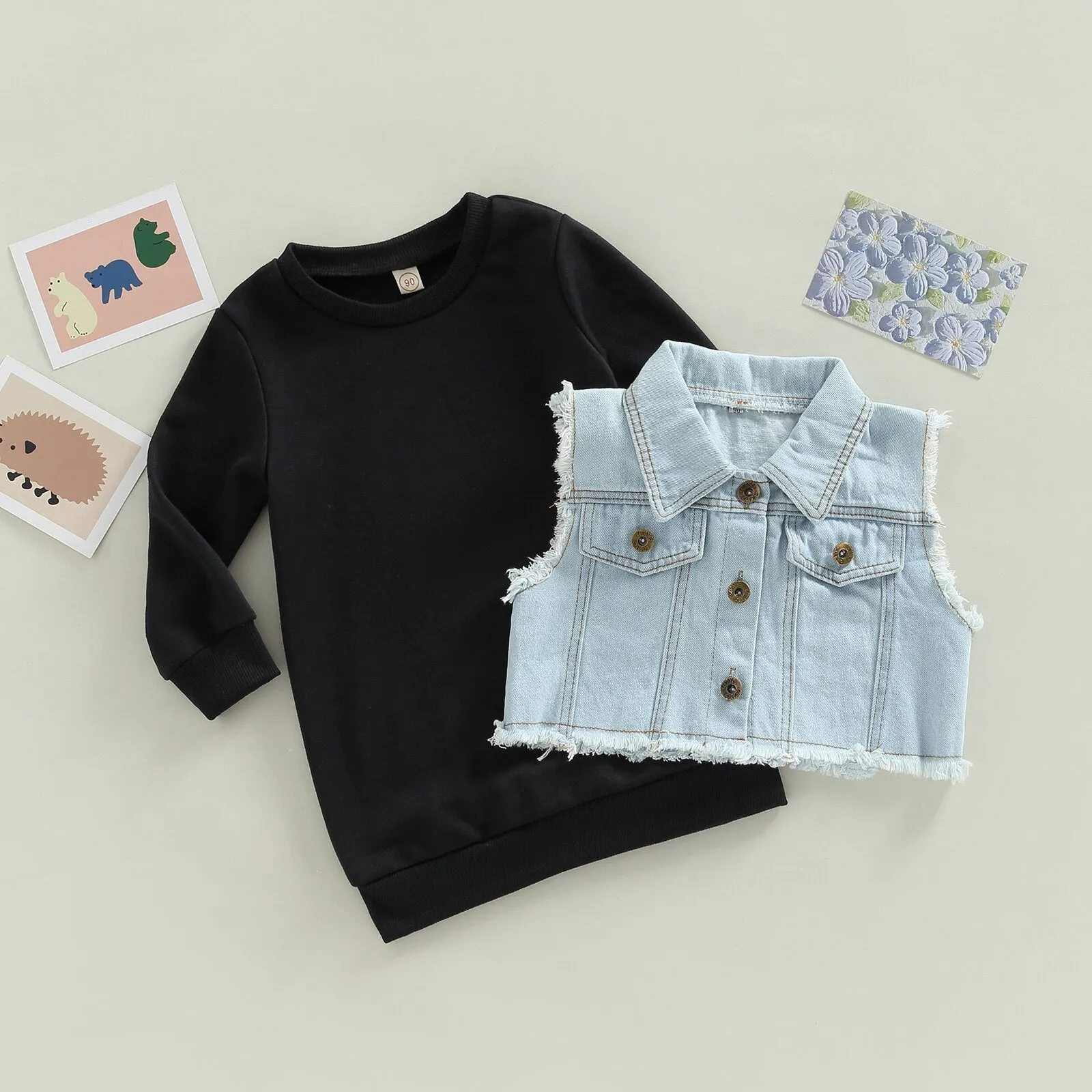 Infant Dress   Waistcoat, Long Sleeve Set