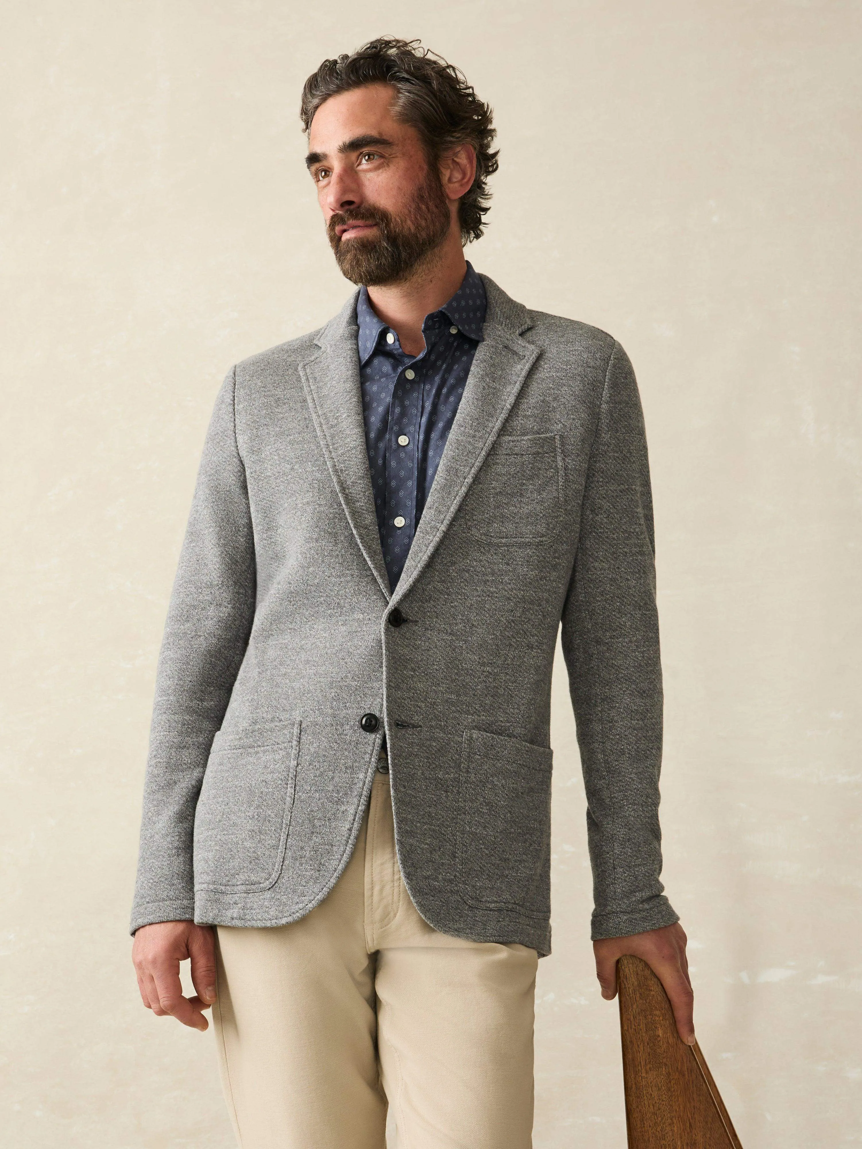 Inlet Knit Blazer (Short) - Medium Grey Melange