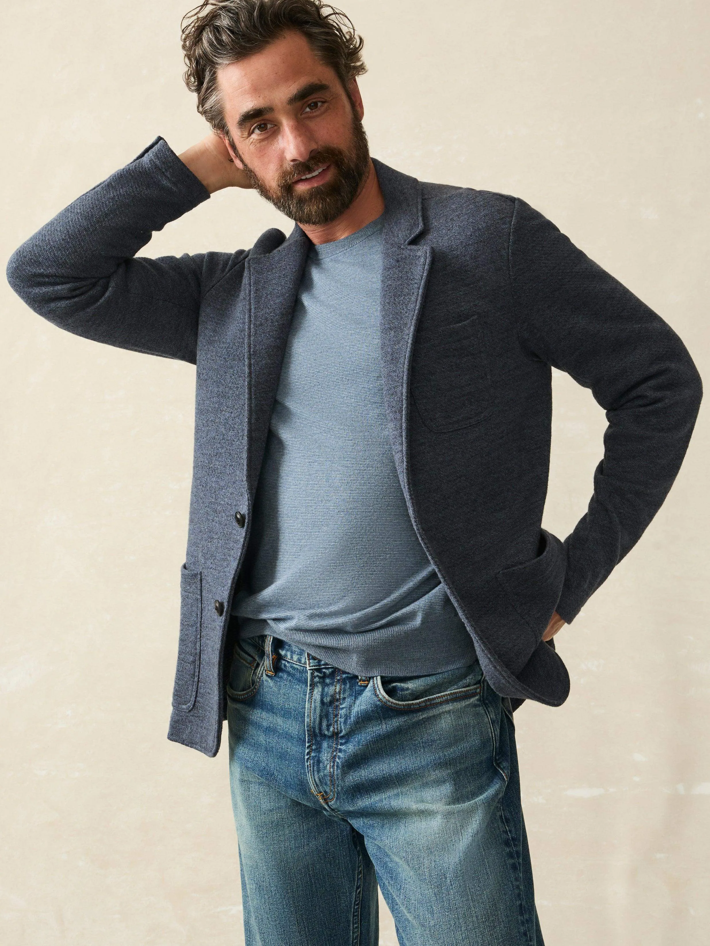 Inlet Knit Blazer (Tall) - Deep Navy Melange