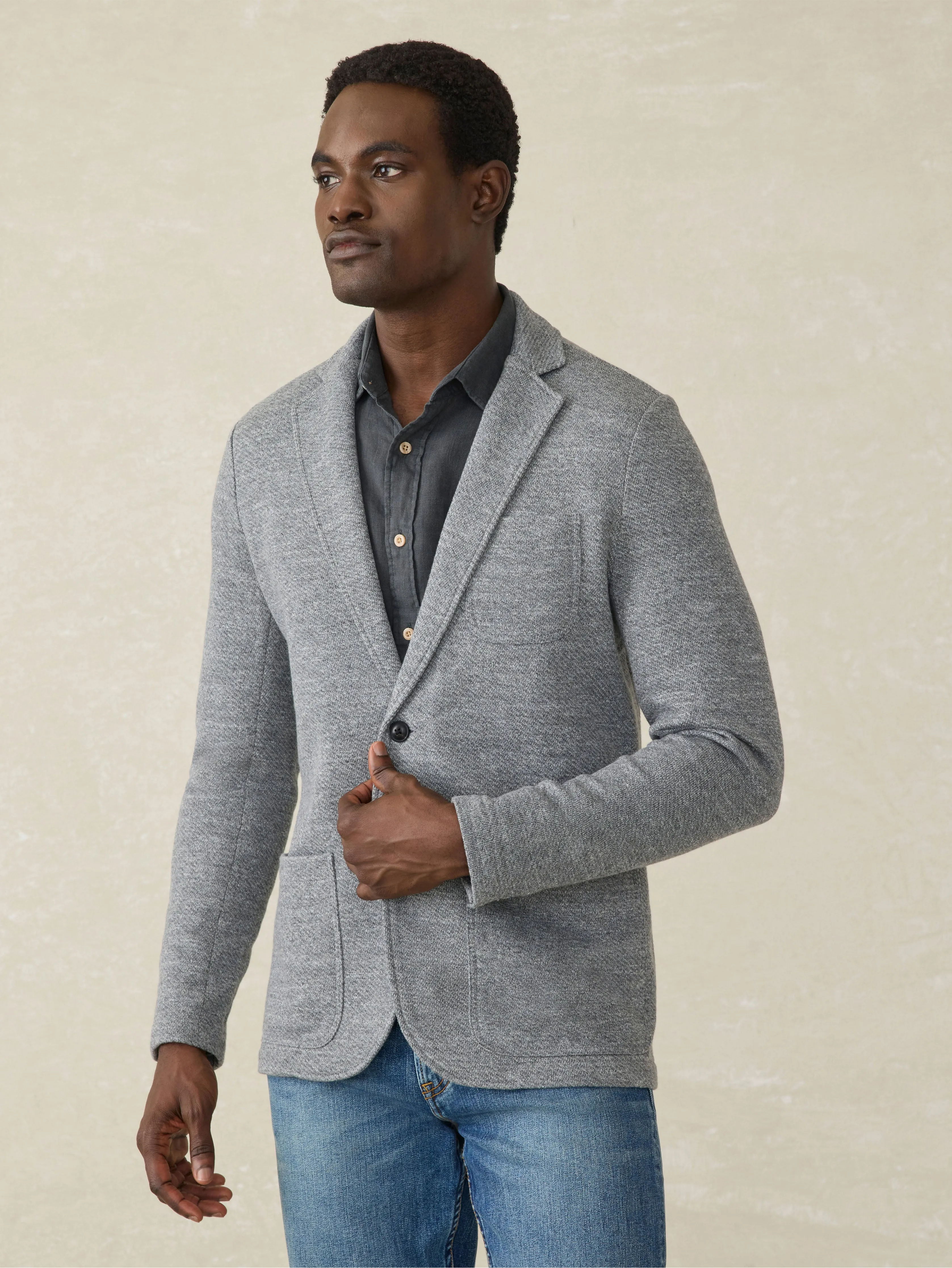 Inlet Knit Blazer (Tall) - Medium Grey Melange