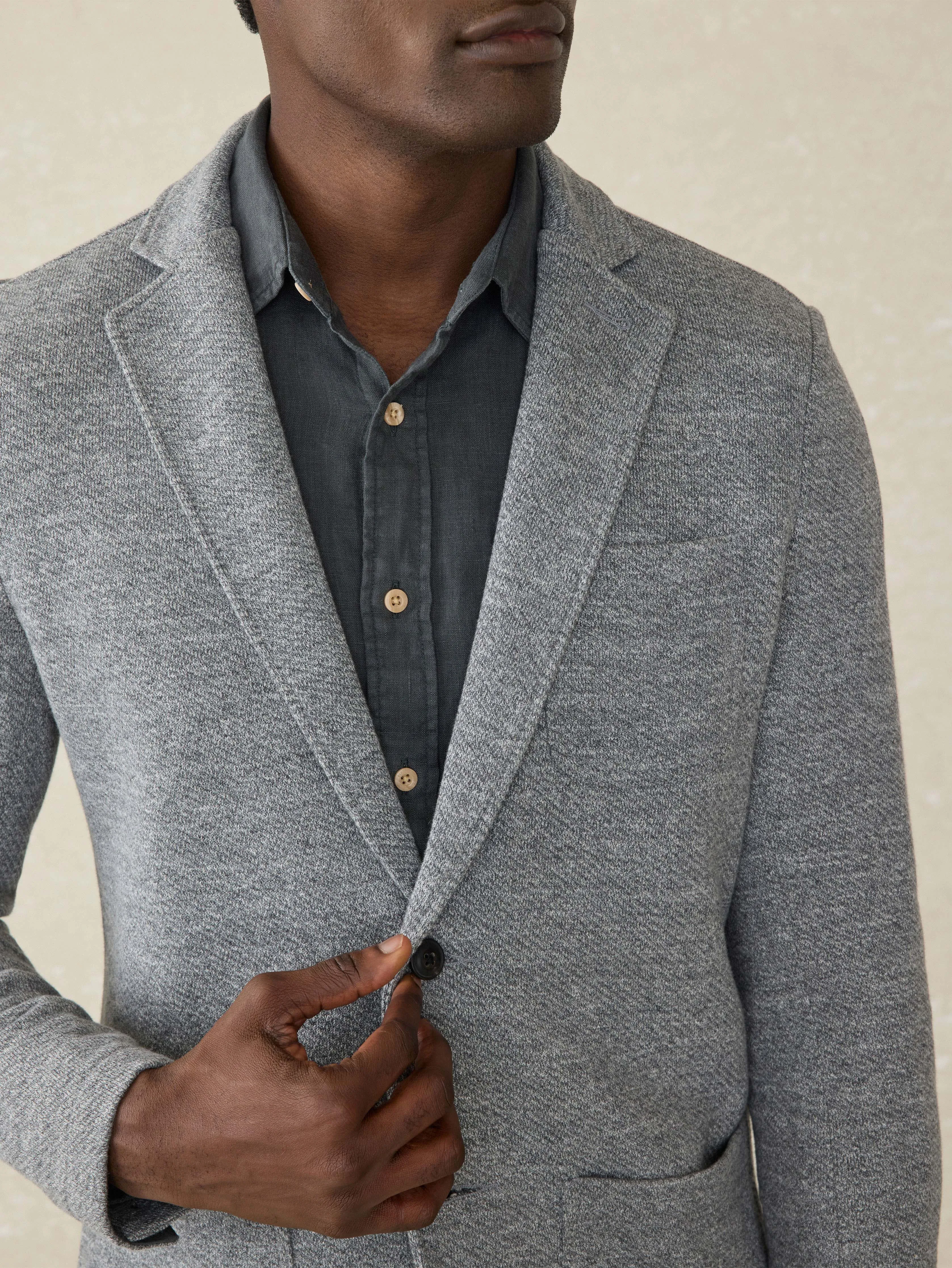 Inlet Knit Blazer (Tall) - Medium Grey Melange