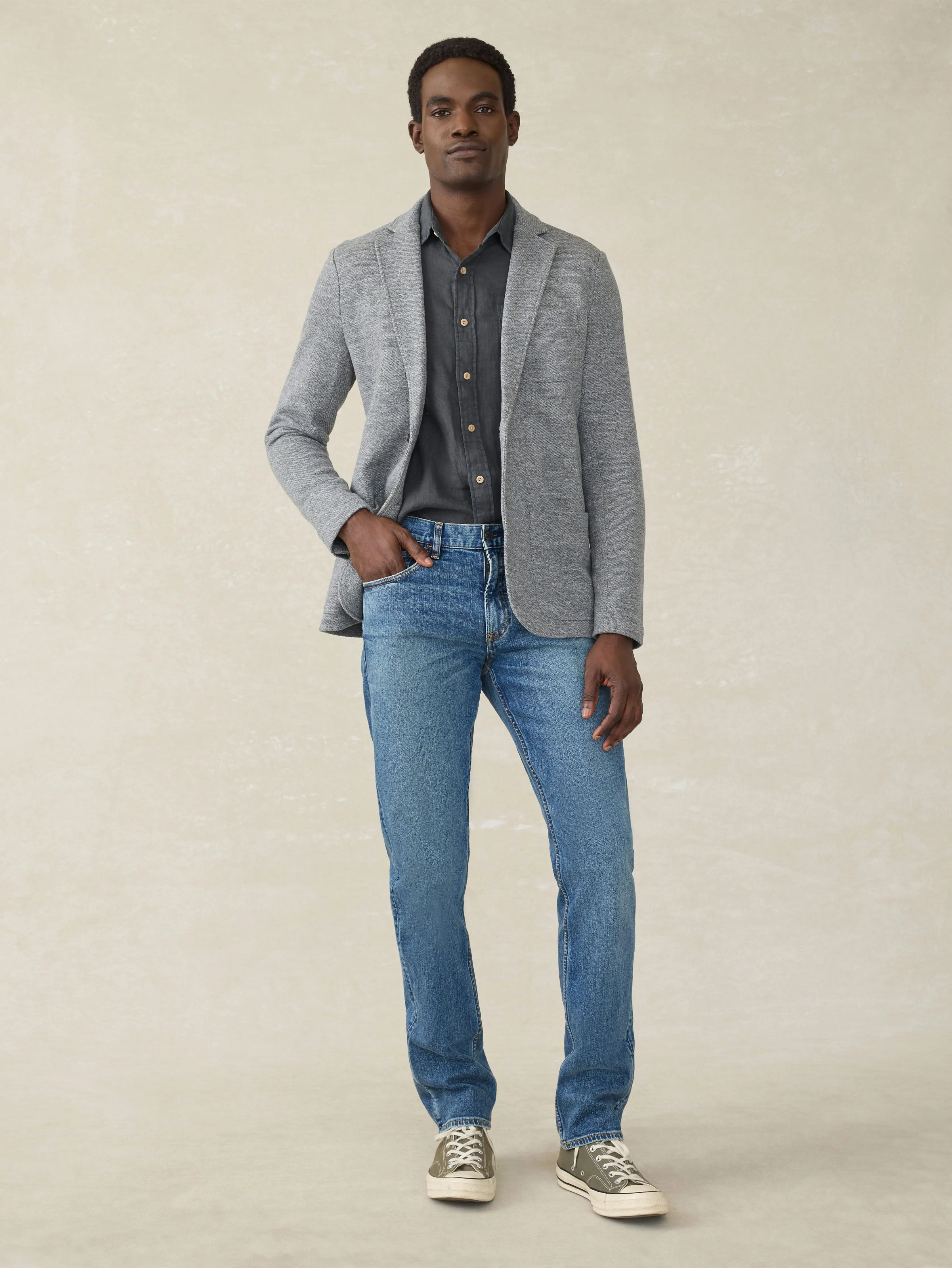 Inlet Knit Blazer (Tall) - Medium Grey Melange