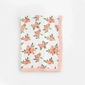 Little Unicorn Cotton Muslin Baby Blanket - Watercolour Roses