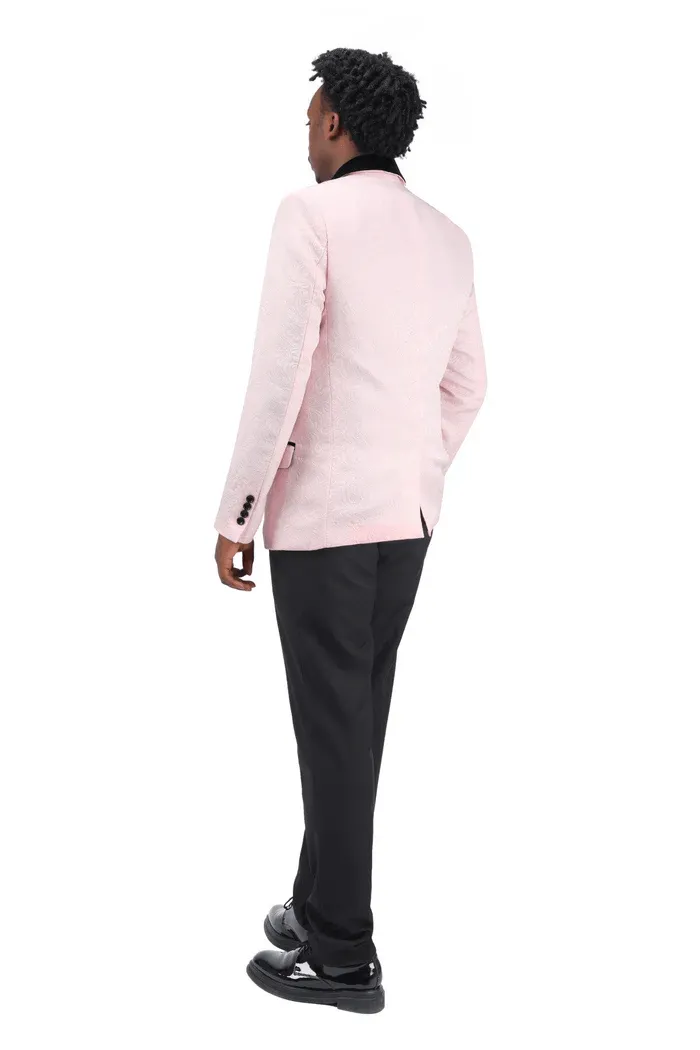 Men's Classic DesignPatterned Slim Fit 3 Piece Shawl Lapel Tuxedos (Blazer vest Pants)
