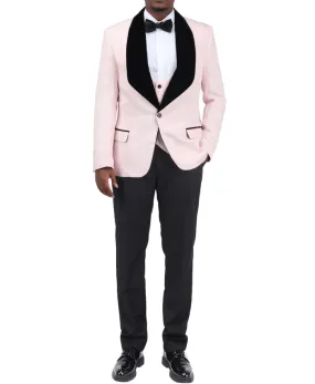 Men's Classic DesignPatterned Slim Fit 3 Piece Shawl Lapel Tuxedos (Blazer vest Pants)