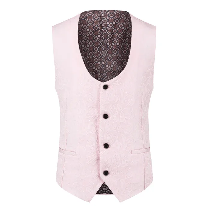 Men's Classic DesignPatterned Slim Fit 3 Piece Shawl Lapel Tuxedos (Blazer vest Pants)