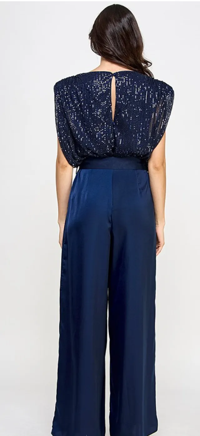 Navy Sequined Jumpsuit