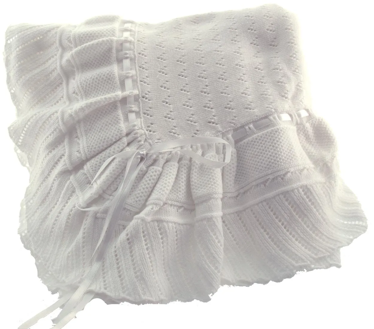 Pink, Blue, or White Knit Baby Shawl Crib Blanket
