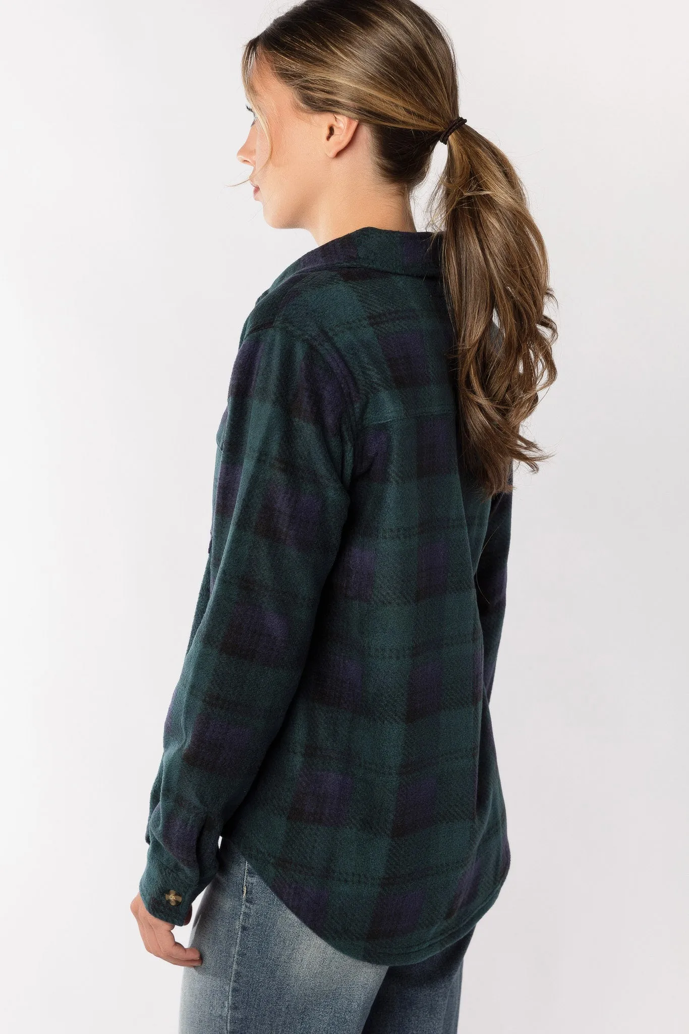 Polar Fleece shacket in Heritage Plaid
