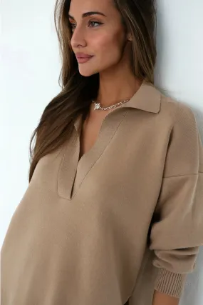 Polo style jumper caramel