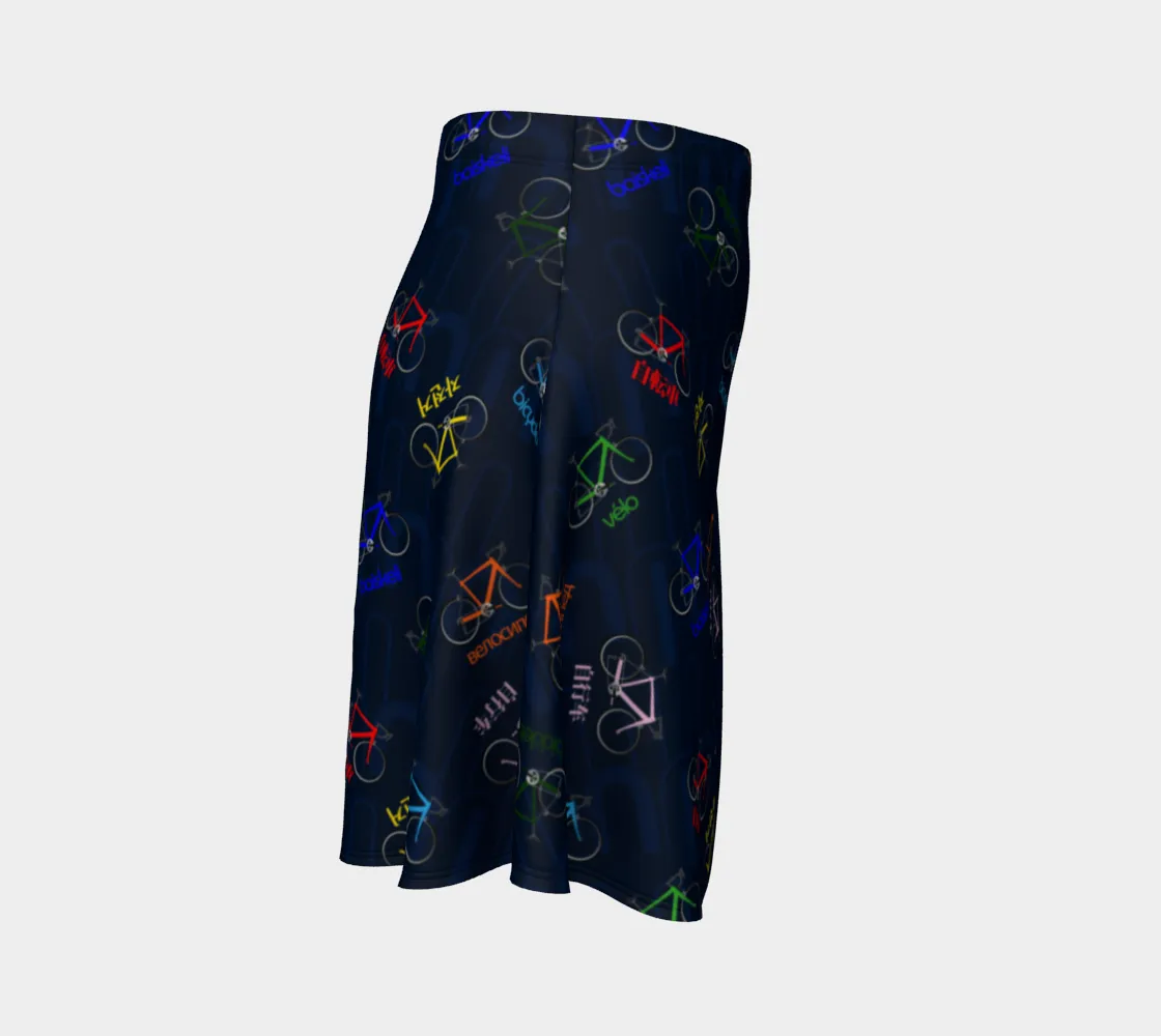 Polyglot Cycle Print Flare  Skirt