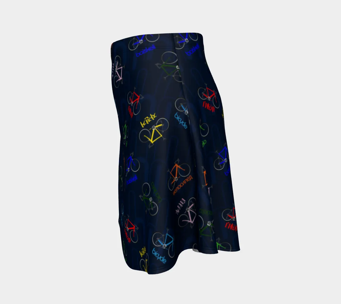 Polyglot Cycle Print Flare  Skirt