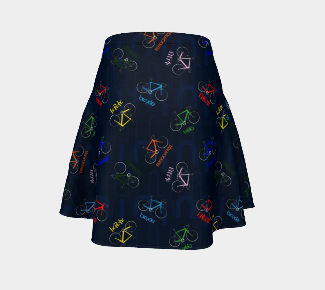 Polyglot Cycle Print Flare  Skirt