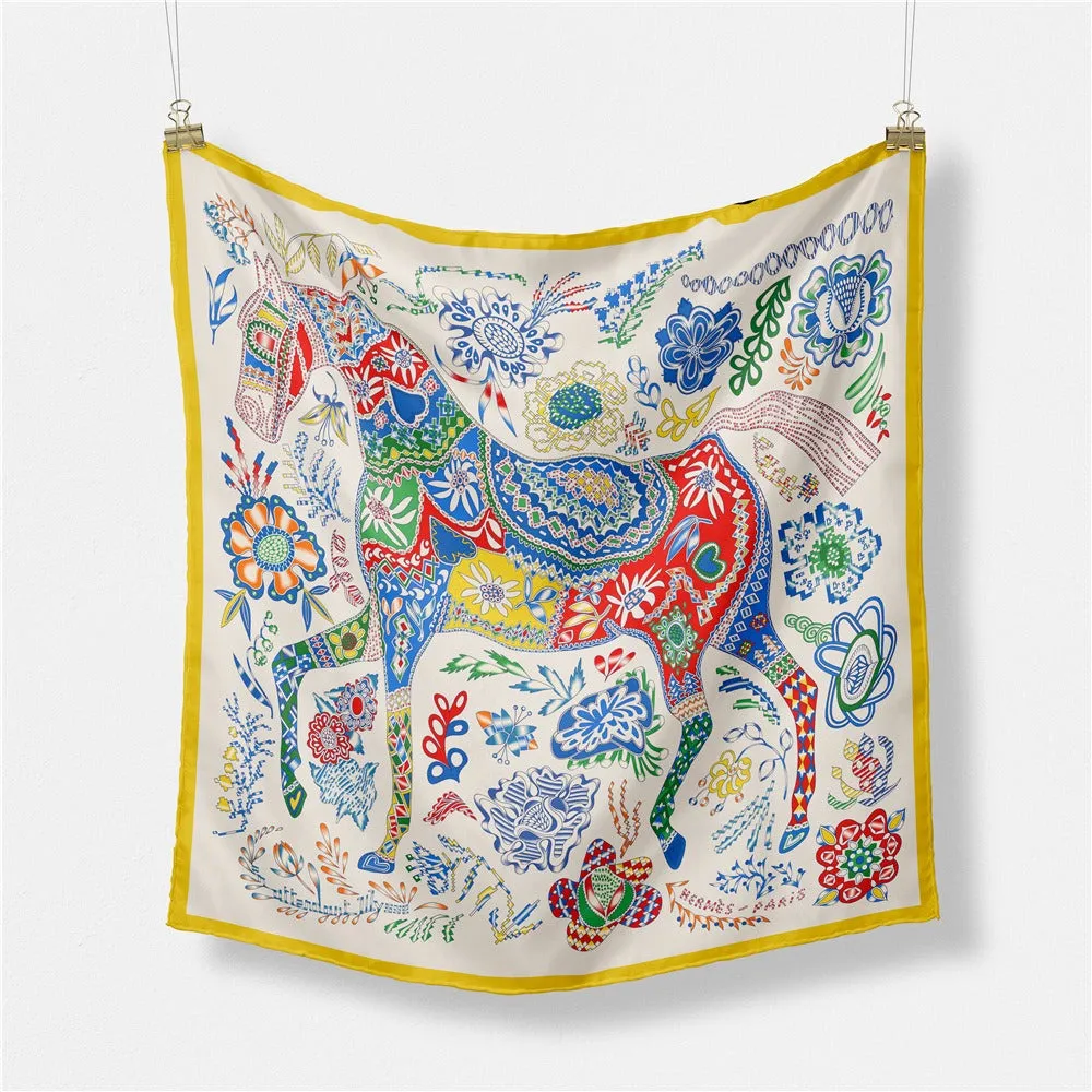Pre Order:  Floral Stallion Square Scarf