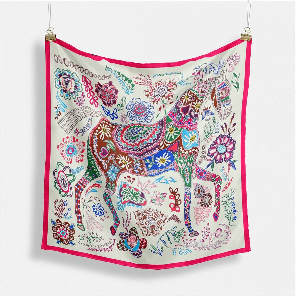 Pre Order:  Floral Stallion Square Scarf