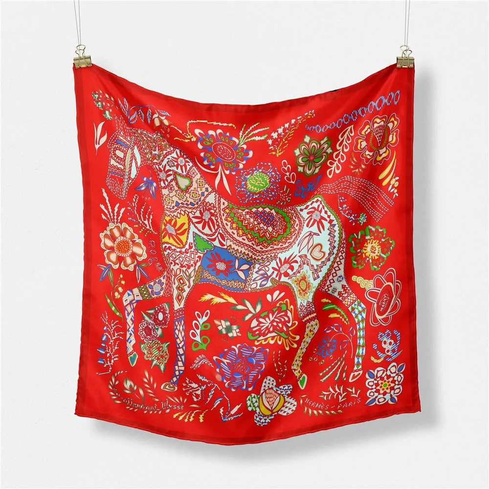 Pre Order:  Floral Stallion Square Scarf