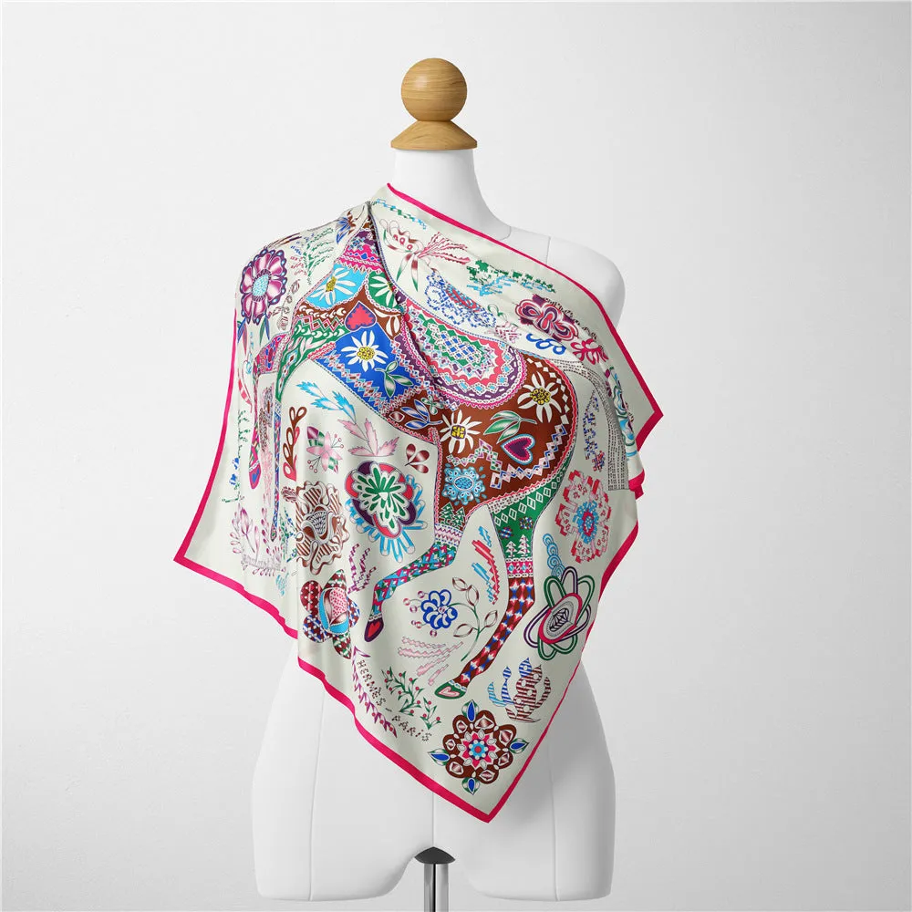 Pre Order:  Floral Stallion Square Scarf