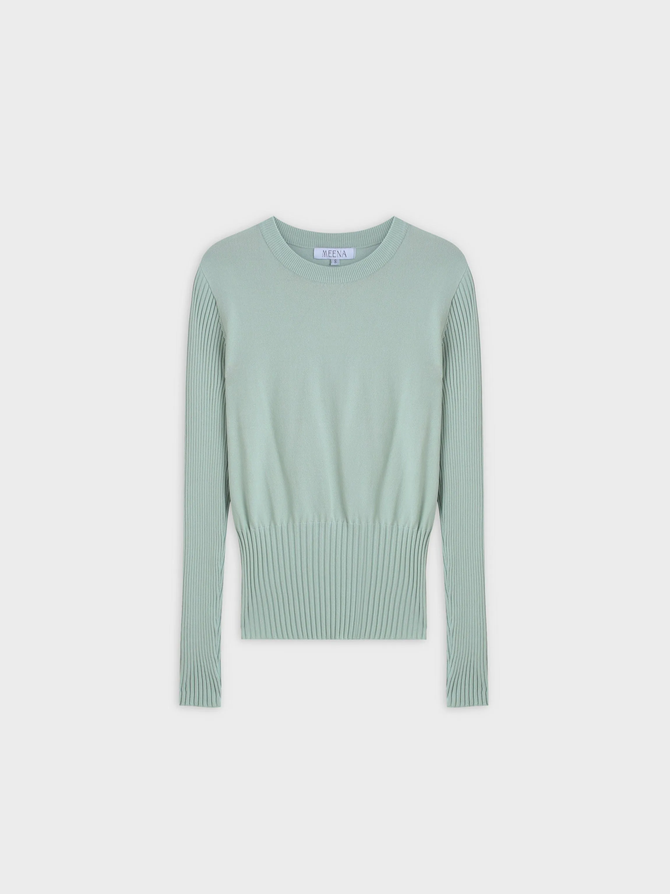RIBBED WAISTED SWEATER-SAGE GREEN