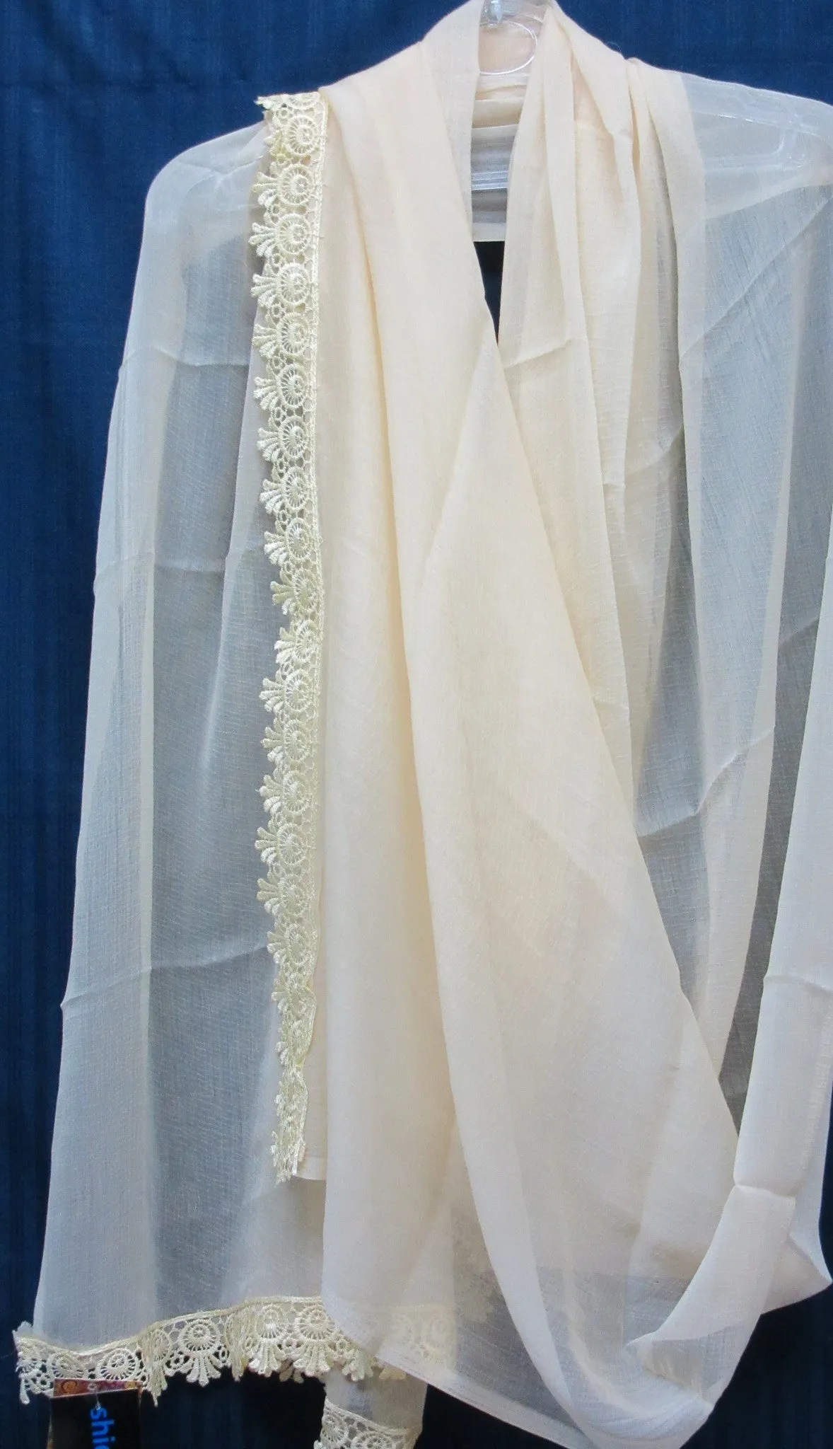 Scarf 7143 Georgette Solid Colors Lace Trim Indian Dupatta Chunni
