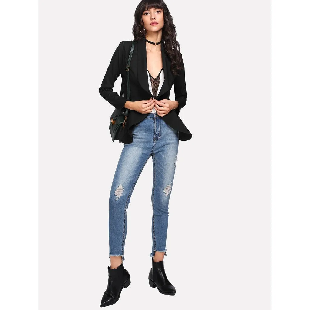 Shawl Collar Open Front Blazer