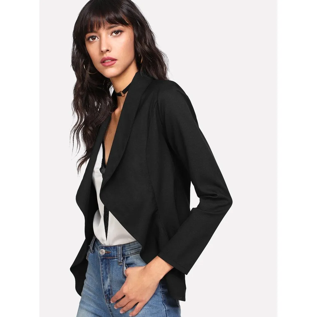 Shawl Collar Open Front Blazer