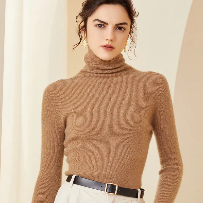 Solid Color Cashmere Turtleneck Women's Slim Fit Bottoming Pullover Knitted Sweater