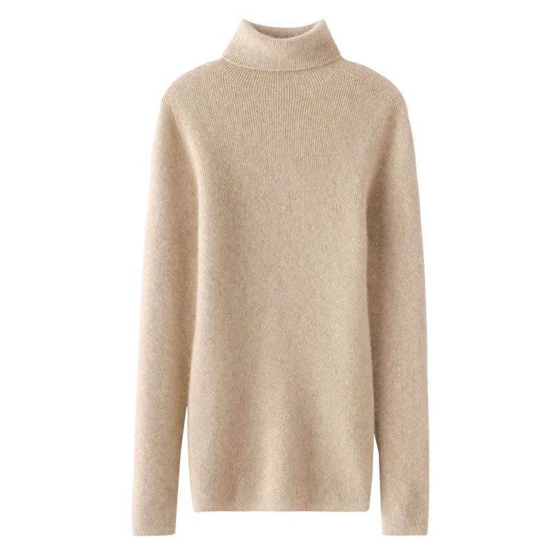 Solid Color Cashmere Turtleneck Women's Slim Fit Bottoming Pullover Knitted Sweater