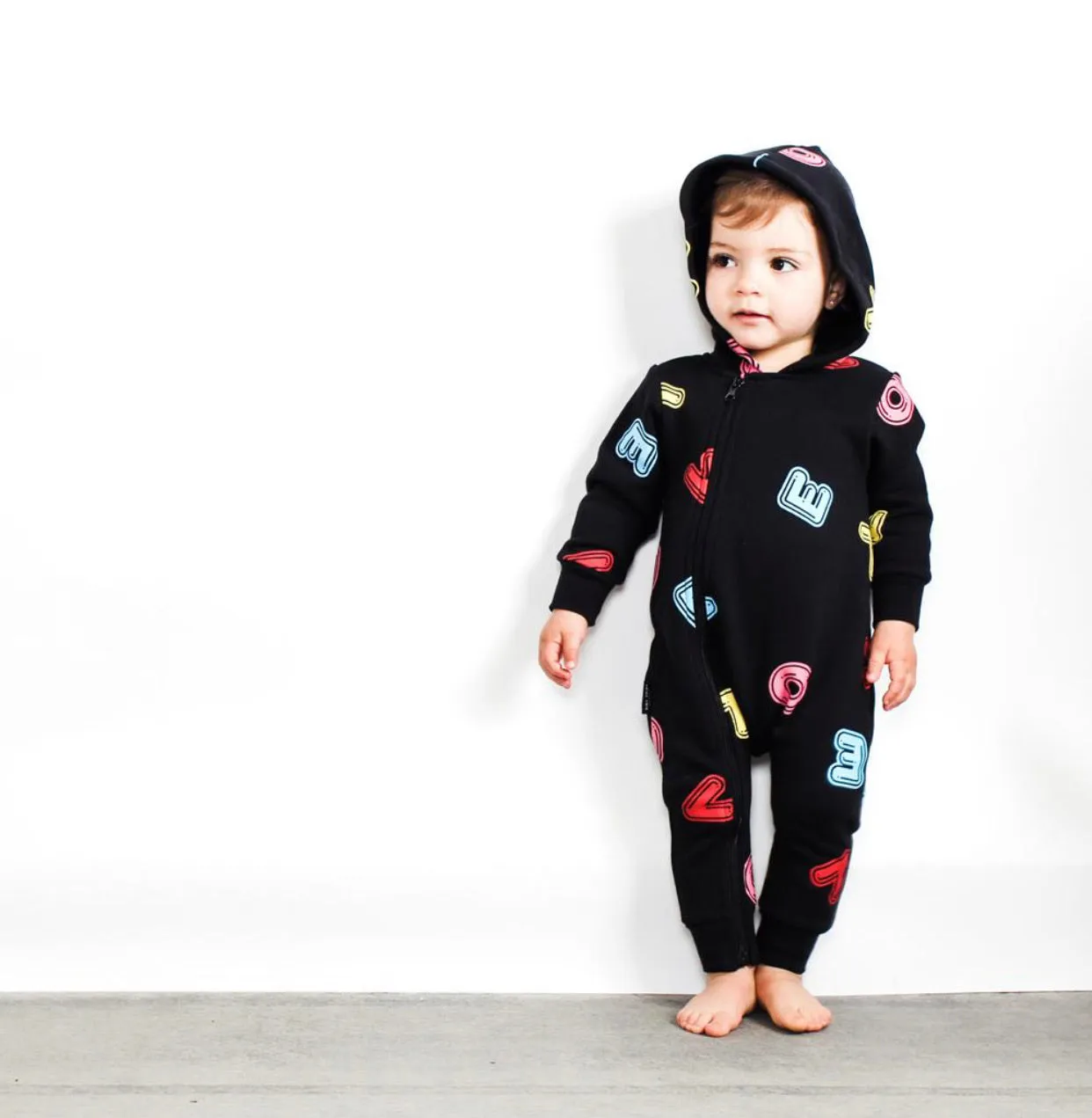 TINY TRIBE LOVE HOODED ROMPER