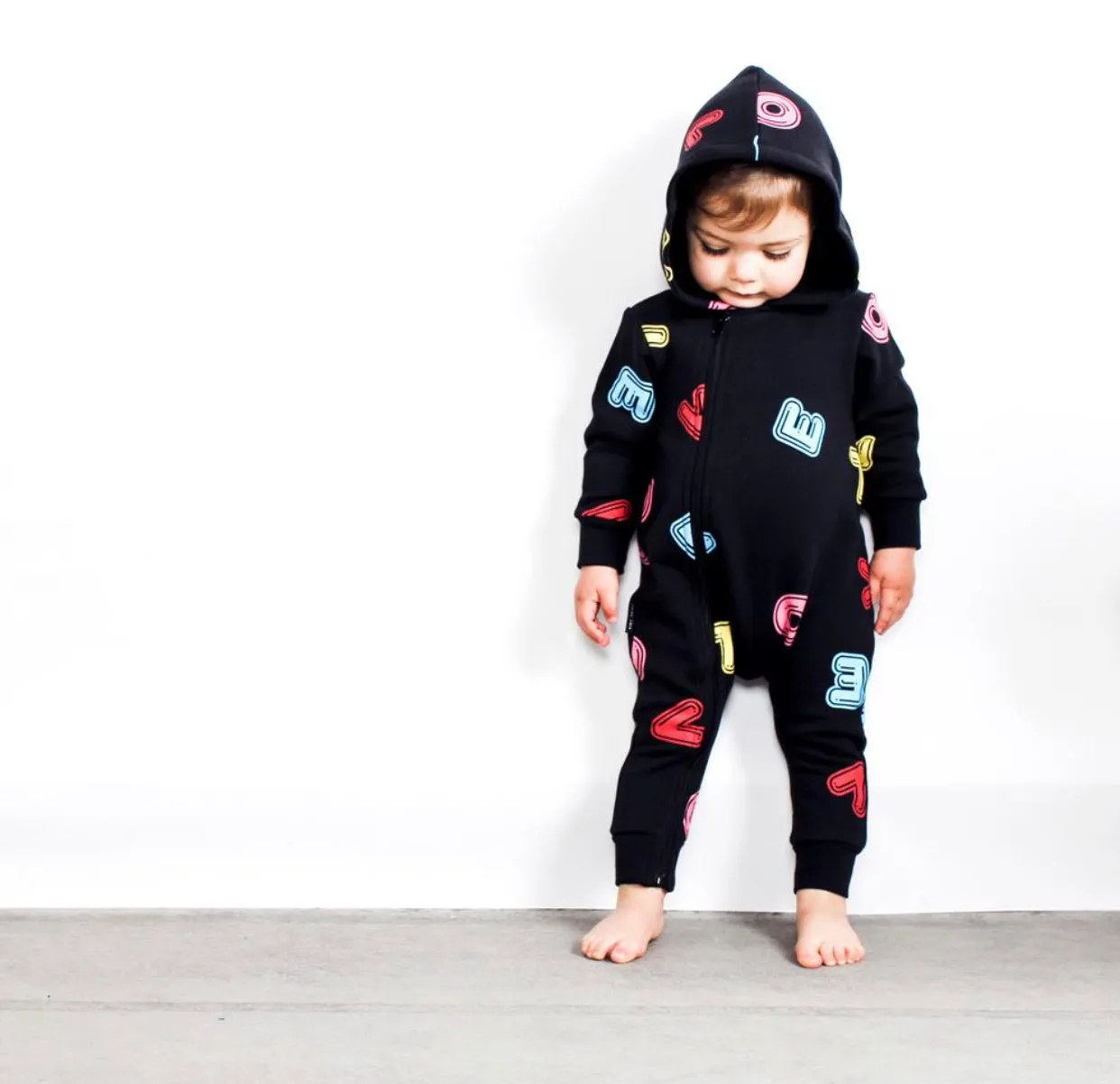 TINY TRIBE LOVE HOODED ROMPER