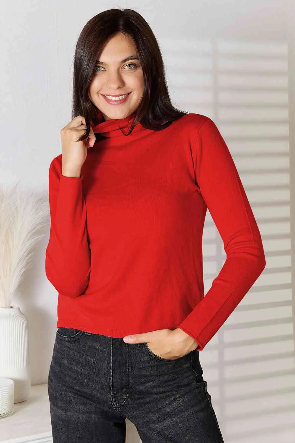 Turtleneck Long Sleeve Knit Top