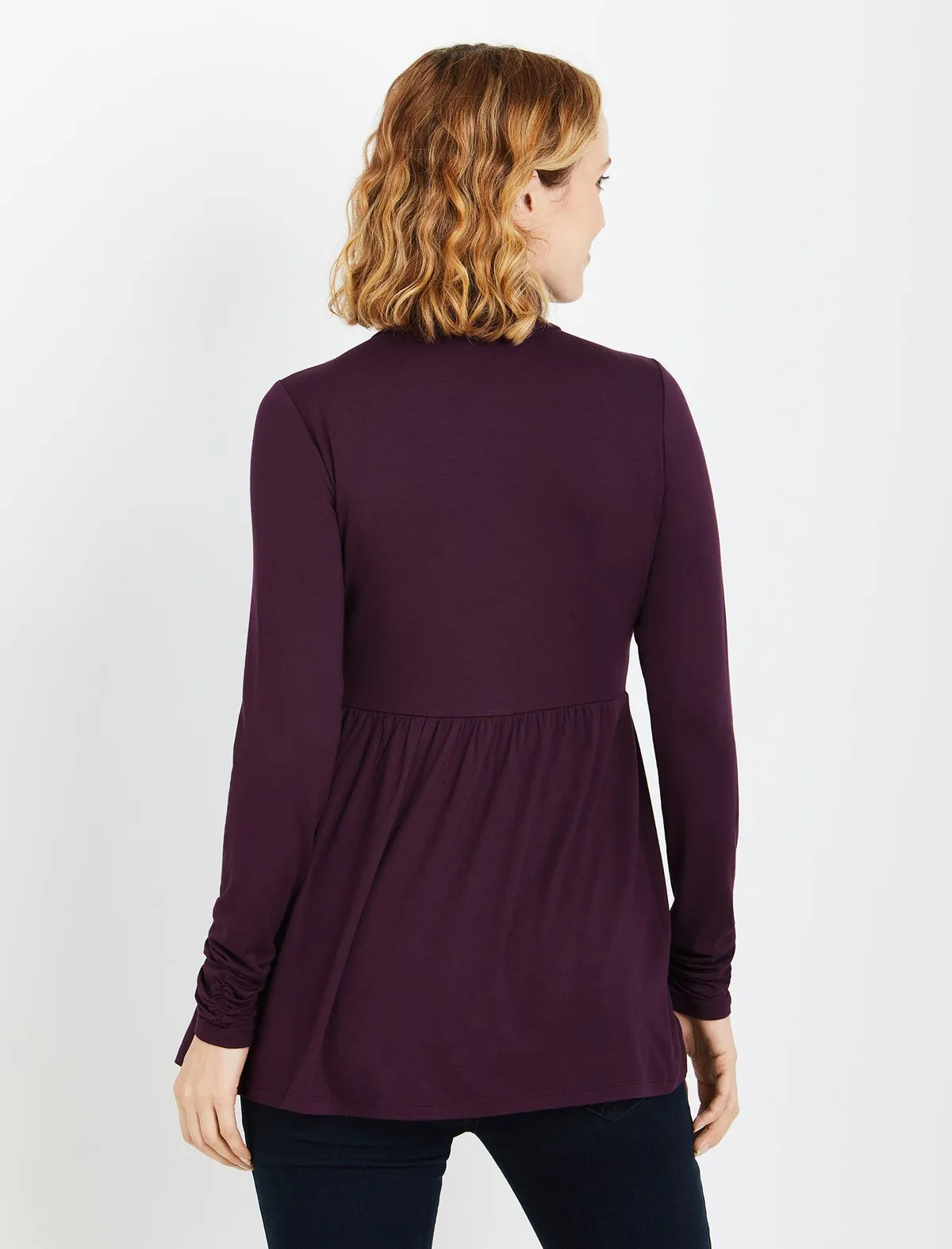 Turtleneck Peplum Maternity Top in Dark Purple