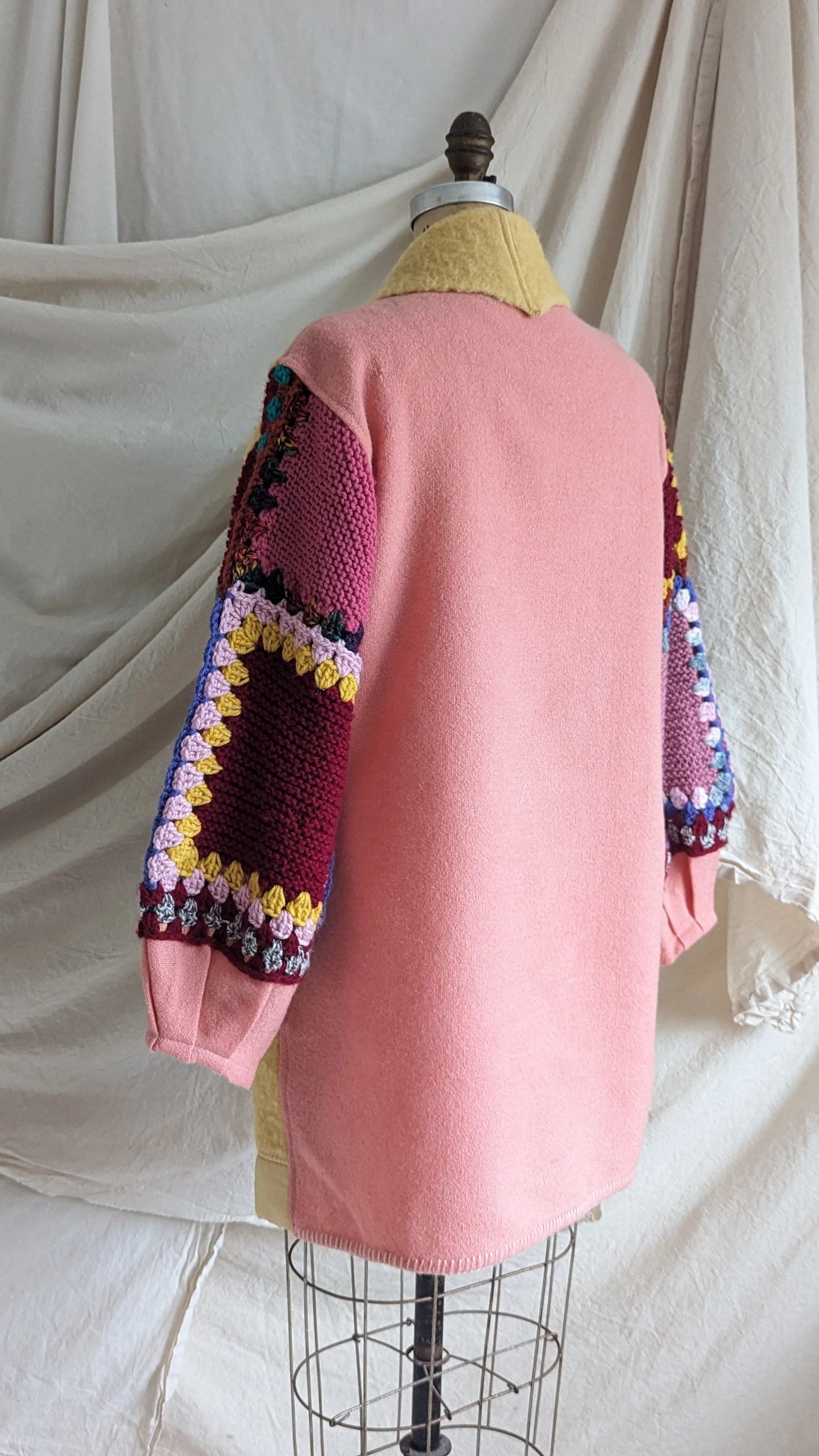 Vivianne Jacket with Upcycled Vintage Wool & Crocheted Sleeves Size S/M  #VIVA8
