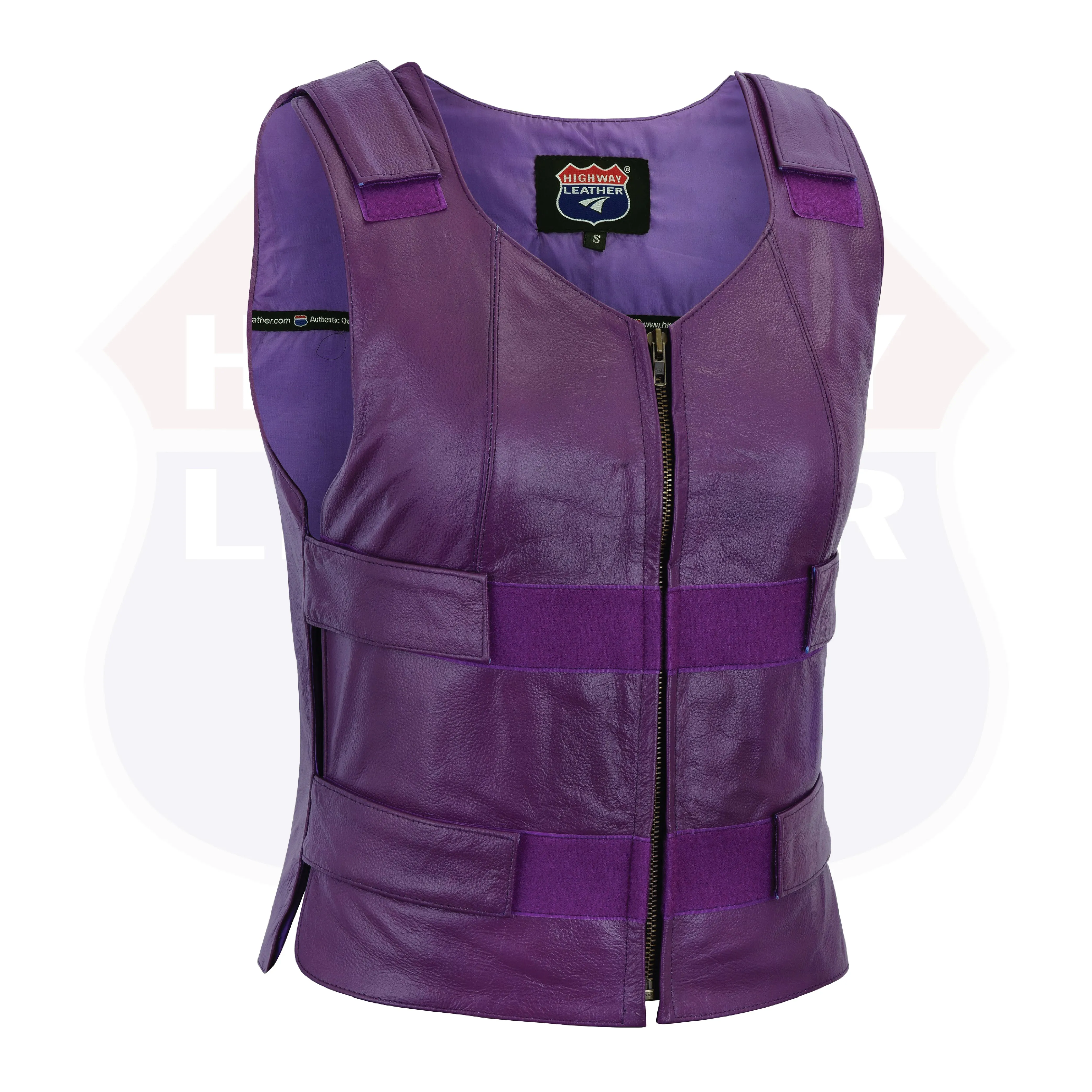WOMEN PURPLE BULLET PROOF LEATHER VEST - PURPLE Shade # 53