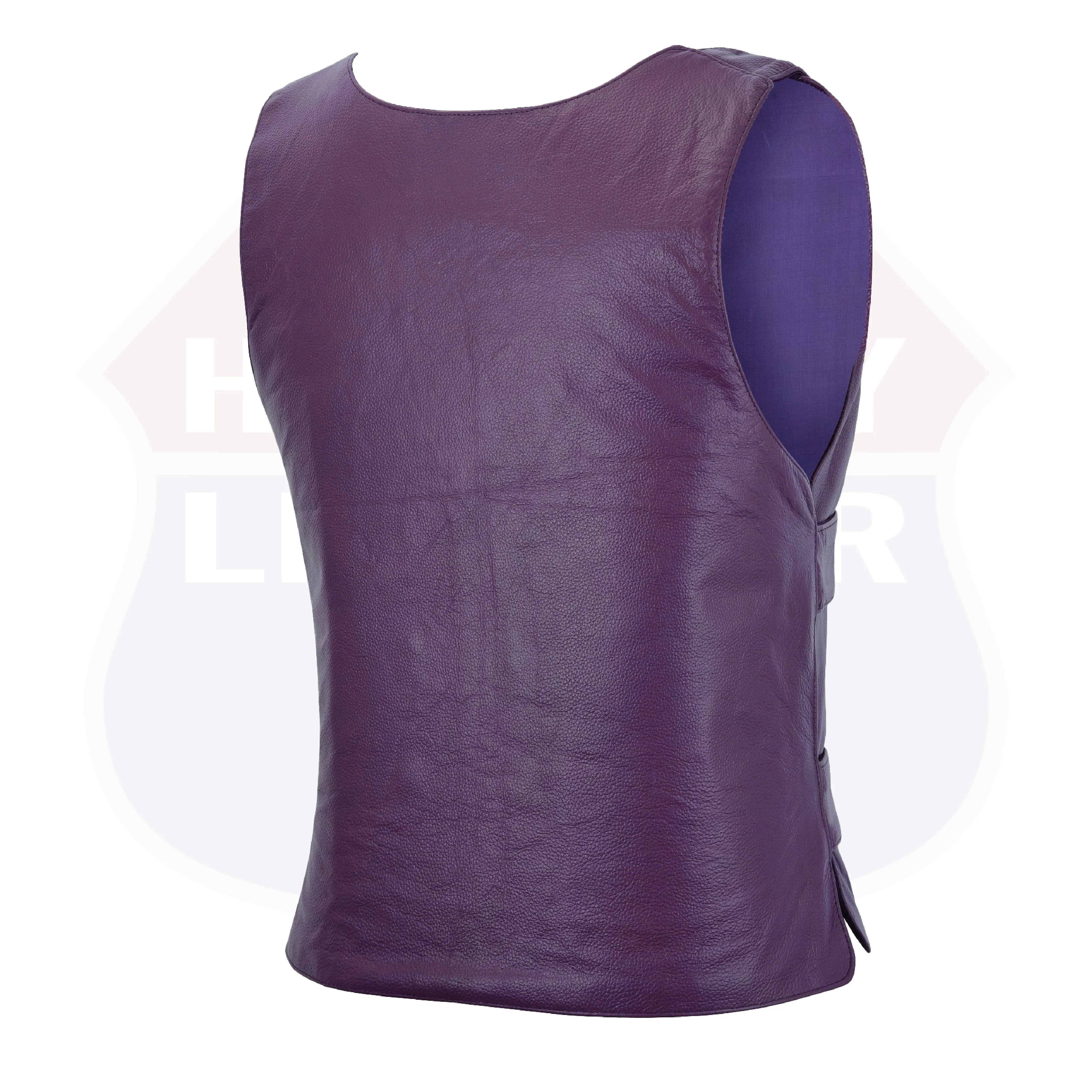 WOMEN PURPLE BULLET PROOF LEATHER VEST - PURPLE Shade # 53